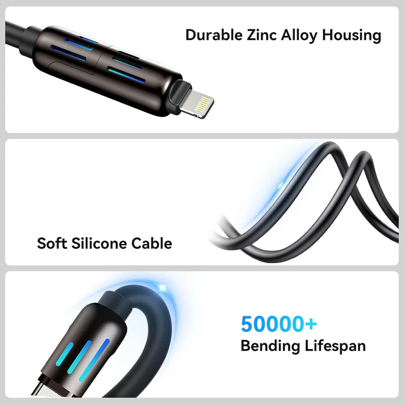 Premium 4-in-1 Fast Charging Cable – Universal Compatibility