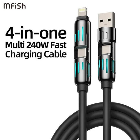 Premium 4-in-1 Fast Charging Cable – Universal Compatibility